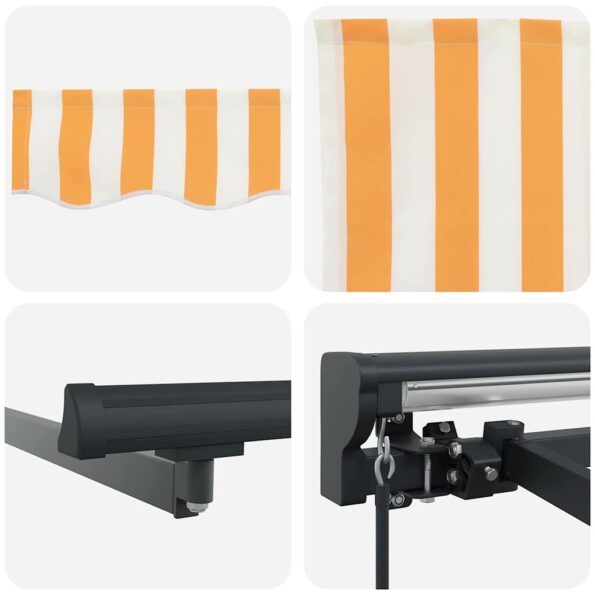 vidaXL Rám markízy Žltá a biela 400 × 300 cm Polyester s PU povrchom – Obrázok 8