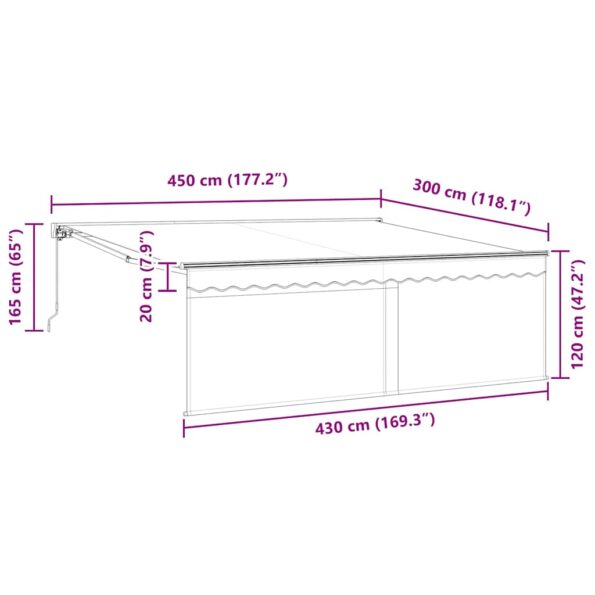 vidaXL Zatemniteľná markíza Modrá a biela Antracitová 450 × 300 cm – Obrázok 13