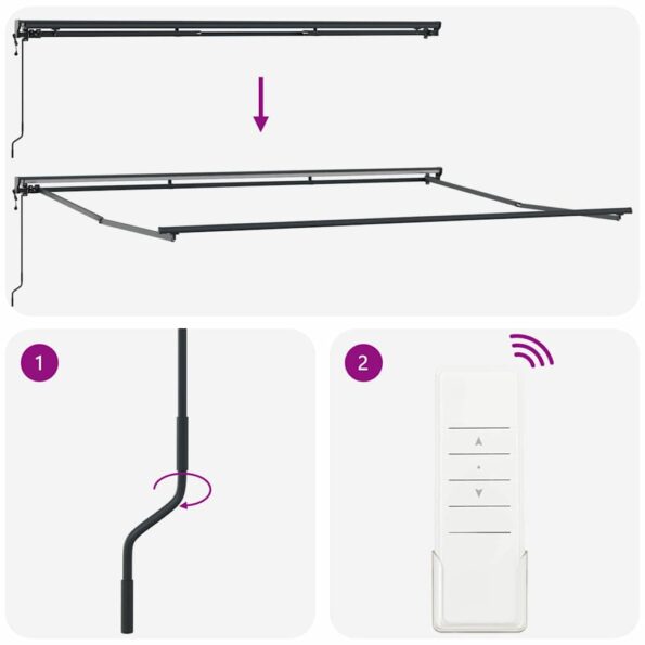 vidaXL Zatemniteľná markíza Morská modrá 450x300 cm Polyester a oceľ – Obrázok 9