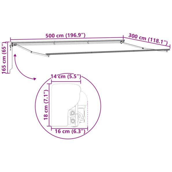 vidaXL Zatemniteľná markíza Modrá a biela 500x300 cm – Obrázok 7