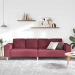 vidaXL Pohovka do obývačky Víno červené 250 x 77 x 76 cm Polyester – Obrázok 3