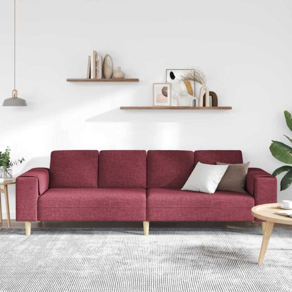 vidaXL Pohovka do obývačky Víno červené 250 x 77 x 76 cm Polyester – Obrázok 3