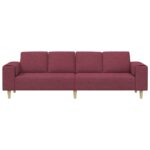 vidaXL Pohovka do obývačky Víno červené 250 x 77 x 76 cm Polyester – Obrázok 4