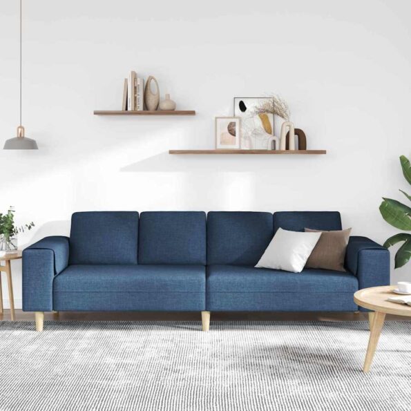 vidaXL Pohovka do obývačky Modrá 250 x 77 x 76 cm Polyester – Obrázok 3