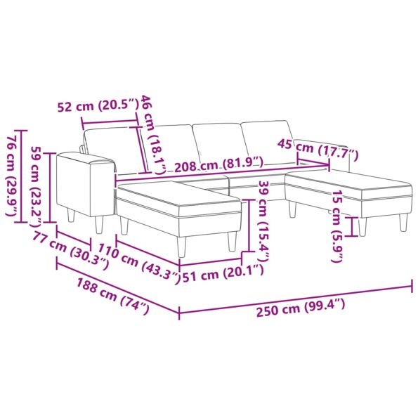 Sada pohoviek 3 pcs Tmavo šedá Zamat – Obrázok 10