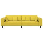 vidaXL Sametová pohovka s vankúšom s vankúšom Žltá 210 cm Zamat – Obrázok 4