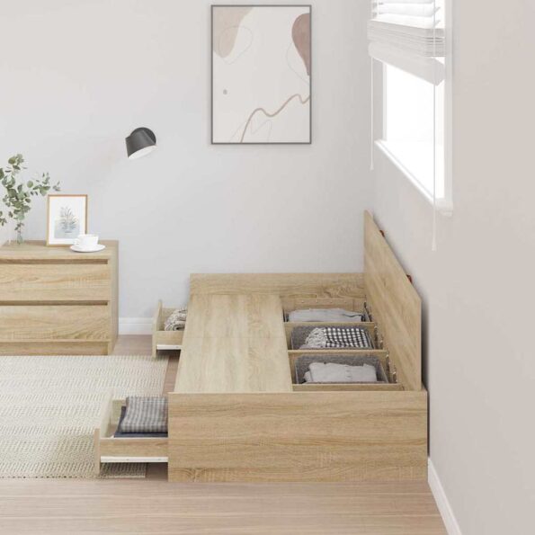 vidaXL Rám postele Sonoma dub 98.5 x 200 cm Kompozitné drevo – Obrázok 3
