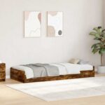 vidaXL Rám postele so zásuvkou Dymová dub 80 x 200 cm Kompozitné drevo