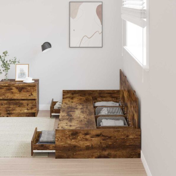 Rám postele s úložným prostorem so zásuvkou Staré drevo 80 x 200 cm – Obrázok 3