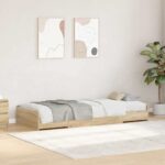 vidaXL Rám postele so zásuvkou Sonoma dub 90 x 190 cm Kompozitné drevo