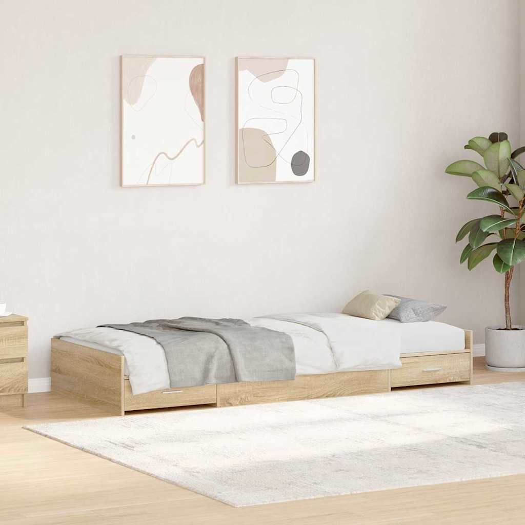 3335247_1.jpg vidaXL Rám postele so zásuvkou Sonoma dub 90 x 190 cm Kompozitné drevo – Obrázok 1