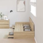 vidaXL Rám postele so zásuvkou Sonoma dub 90 x 190 cm Kompozitné drevo – Obrázok 3
