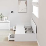 Rám postele s úložným prostorem Biela 75 x 190 cm Kompozitné drevo – Obrázok 3