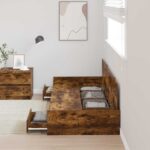 Rám postele s úložným prostorem so zásuvkou Dymová dub 75 x 190 cm – Obrázok 3