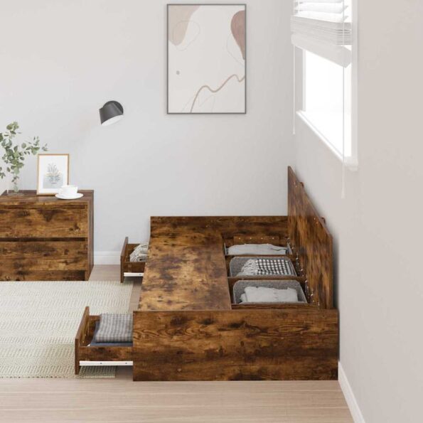 Rám postele s úložným prostorem so zásuvkou Dymová dub 75 x 190 cm – Obrázok 3