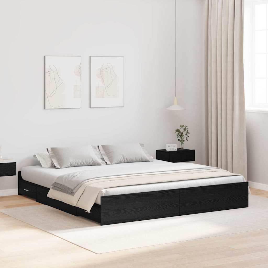 3335262_1.jpg vidaXL Rám postele s úložným prostorem Čierny dub 200 x 200 cm – Obrázok 1
