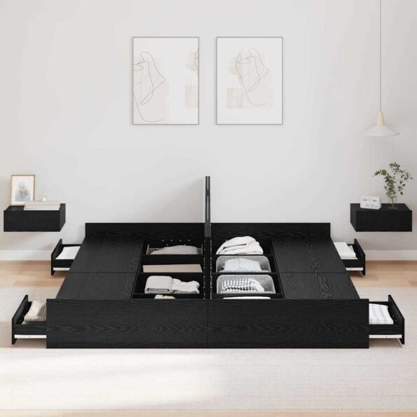 vidaXL Rám postele s úložným prostorem Čierny dub 200 x 200 cm – Obrázok 3