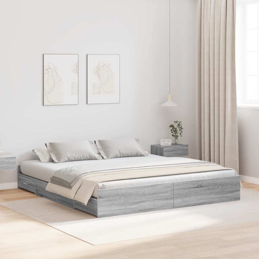 3335266_1.jpg vidaXL Rám postele s úložným prostorem Sivý Sonoma 200 x 200 cm – Obrázok 1