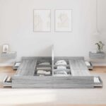 vidaXL Rám postele s úložným prostorem Sivý Sonoma 200 x 200 cm – Obrázok 3