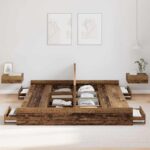 vidaXL Rám postele s úložným prostorem Staré drevo 200 x 200 cm – Obrázok 3