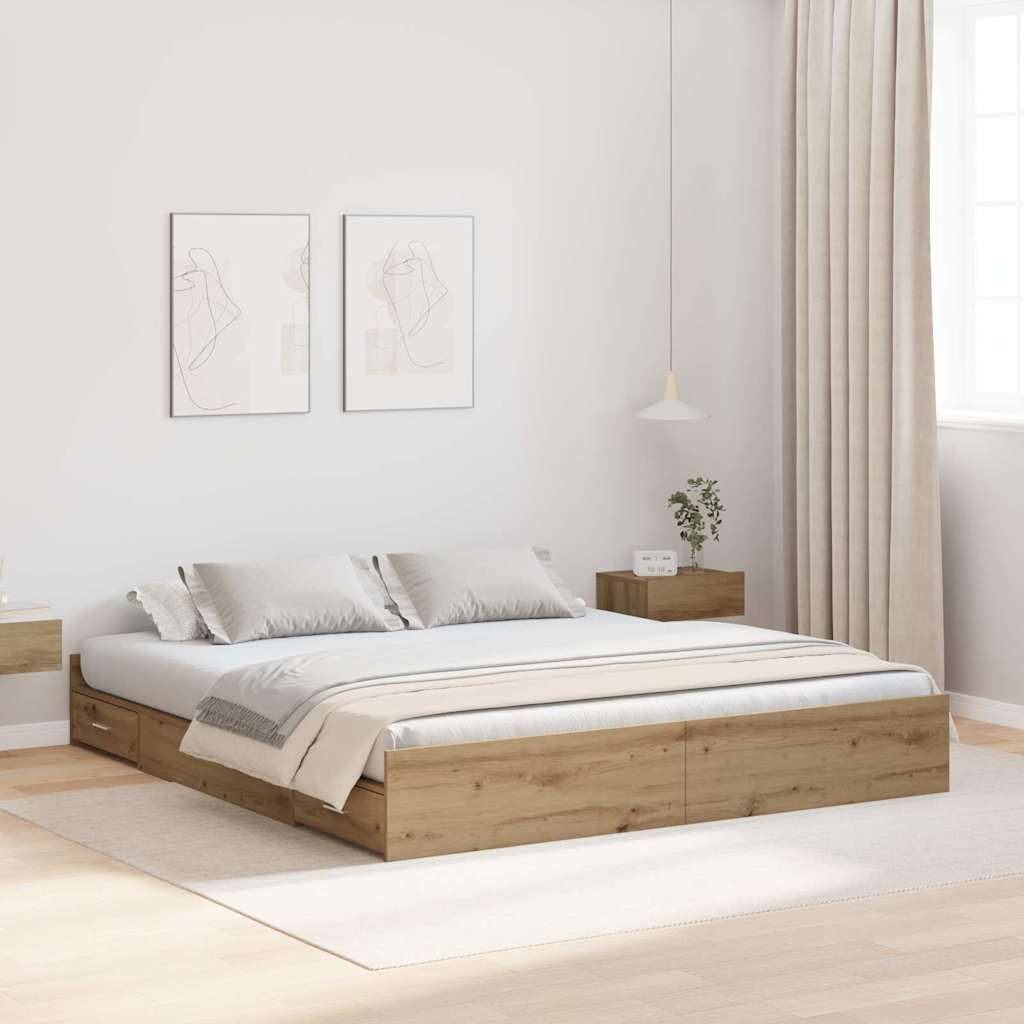 3335268_1.jpg vidaXL Rám postele s úložným prostorem Remeselný dub 200 x 200 cm – Obrázok 1