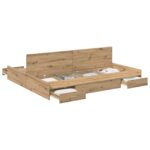 vidaXL Rám postele s úložným prostorem Remeselný dub 200 x 200 cm – Obrázok 2