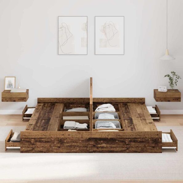 vidaXL Rám postele s úložným prostorem Staré drevo 180 x 200 cm – Obrázok 3