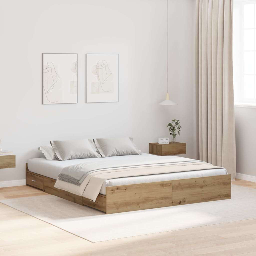 3335284_1.jpg vidaXL Rám postele s úložným prostorem Remeselný dub 160 x 200 cm – Obrázok 1