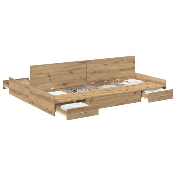 vidaXL Rám postele s úložným prostorem Remeselný dub 160 x 200 cm – Obrázok 2