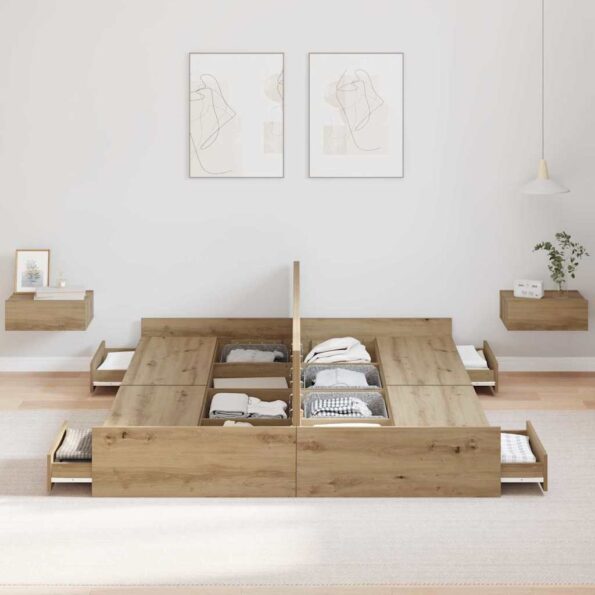vidaXL Rám postele s úložným prostorem Remeselný dub 160 x 200 cm – Obrázok 3