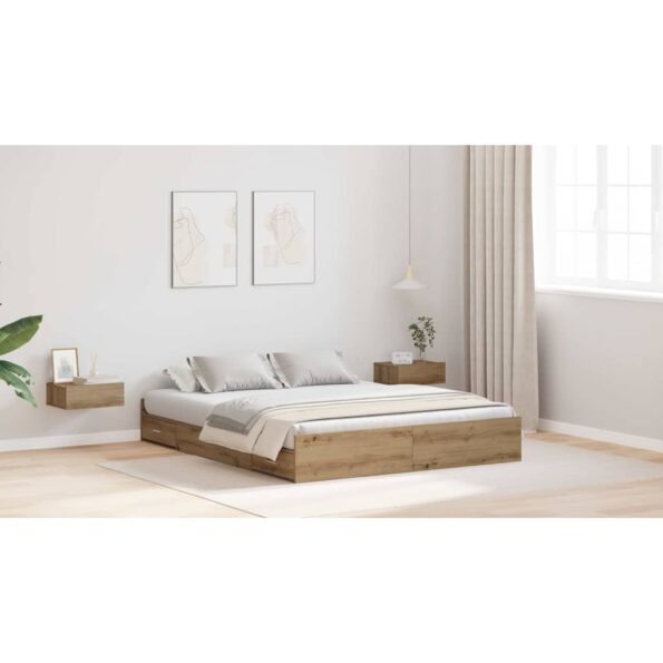 vidaXL Rám postele s úložným prostorem Remeselný dub 160 x 200 cm – Obrázok 4
