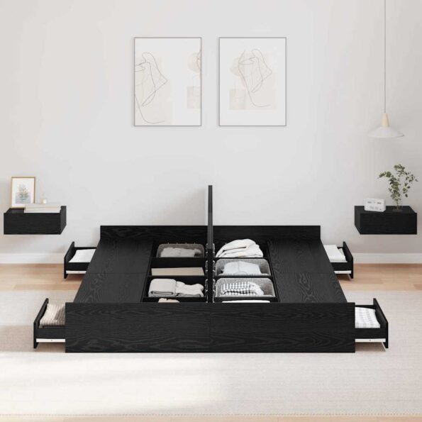 vidaXL Rám postele s úložným prostorem Čierny dub 150 x 200 cm – Obrázok 3