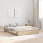 vidaXL Rám postele s úložným prostorem Sonoma dub 150 x 200 cm