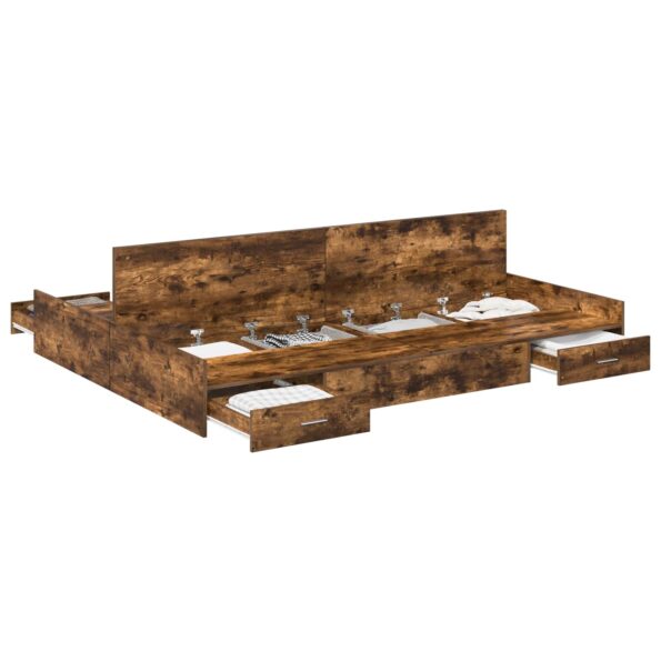 vidaXL Rám postele s úložným prostorem Dymová dub 150 x 200 cm – Obrázok 2
