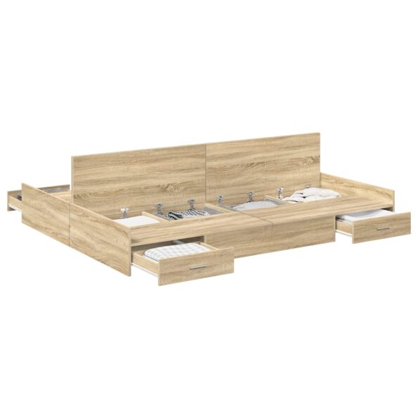 vidaXL Rám postele s úložným prostorem Sonoma dub 140 x 200 cm – Obrázok 2