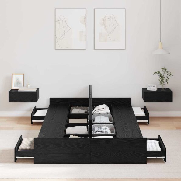 vidaXL Rám postele s úložným prostorem Čierny dub 120 x 200 cm – Obrázok 3