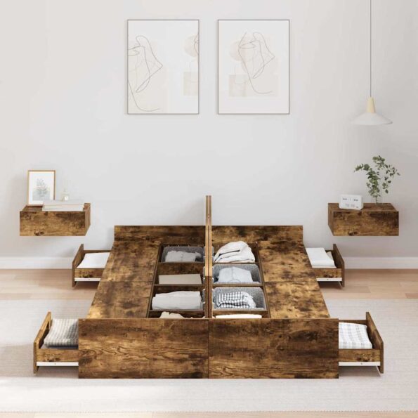 vidaXL Rám postele s úložným prostorem Tmavý dub 120 x 200 cm – Obrázok 3