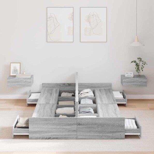 vidaXL Rám postele s úložným prostorem Sivý Sonoma 120 x 200 cm – Obrázok 3