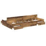 vidaXL Rám postele s úložným prostorem Staré drevo 120 x 200 cm – Obrázok 2