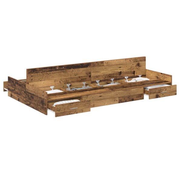 vidaXL Rám postele s úložným prostorem Staré drevo 120 x 200 cm – Obrázok 2