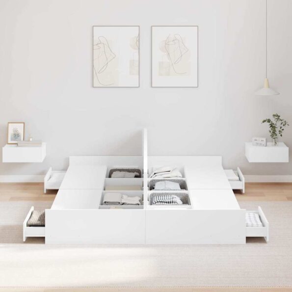 vidaXL Rám postele s úložným prostorem so zásuvkou Biela 140 x 190 cm – Obrázok 3