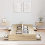 vidaXL Rám postele s úložným prostorem dub sonoma 120 x 190 cm MDF – Obrázok 3
