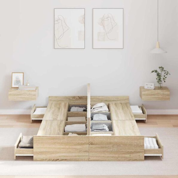 vidaXL Rám postele s úložným prostorem dub sonoma 120 x 190 cm MDF – Obrázok 3