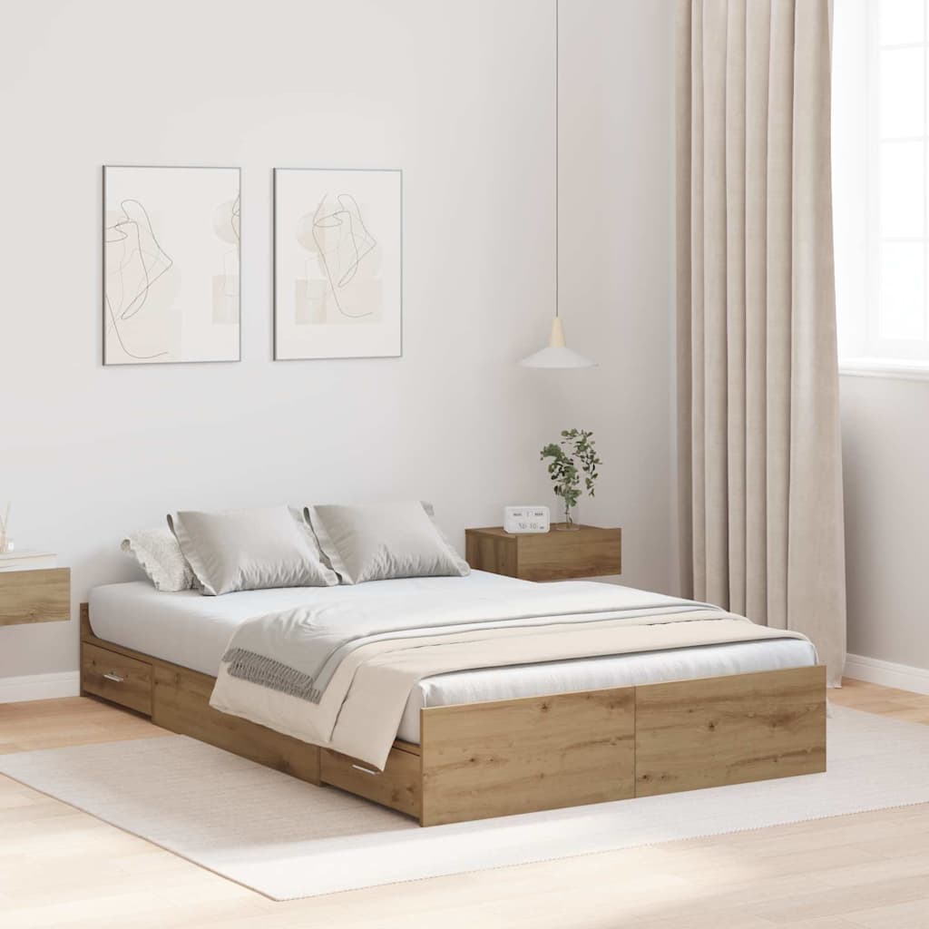3335332_1.jpg vidaXL Rám postele s úložným prostorem Remeselný dub 120 x 190 cm – Obrázok 1