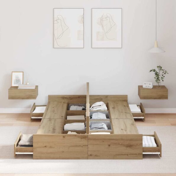 vidaXL Rám postele s úložným prostorem Remeselný dub 120 x 190 cm – Obrázok 3