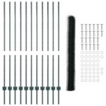 vidaXL Plot s stĺpmi Zelená 1.4 x 25 m Oceľ – Obrázok 6