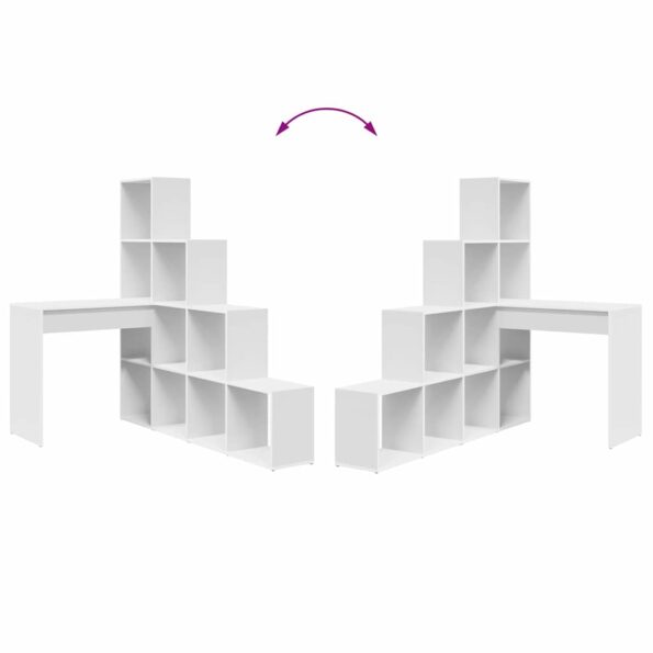 vidaXL Rohový stôl Biela Štandardné Inžinierované drevo a MDF – Obrázok 10