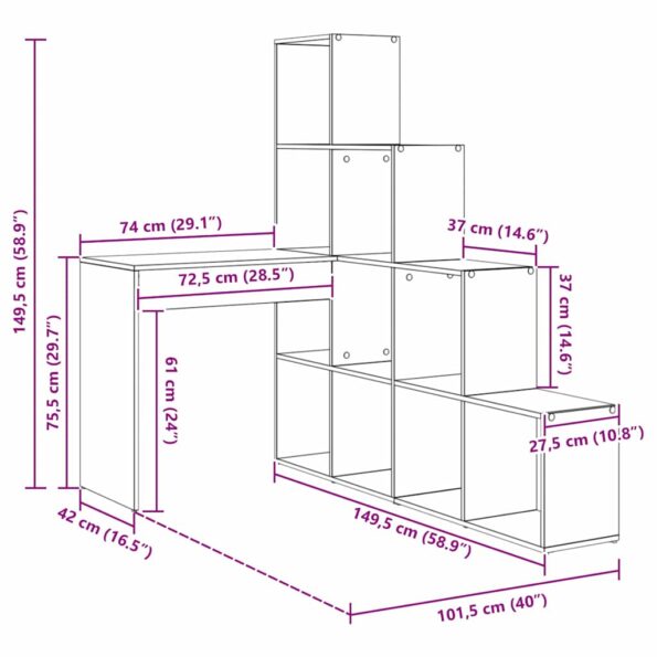 vidaXL Rohový stôl Biela Štandardné Inžinierované drevo a MDF – Obrázok 12