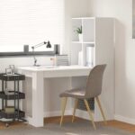 vidaXL Stôl s poličkou Biela 122 x 67 x 145 cm Kompozitné drevo