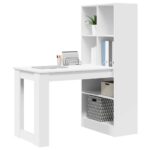 vidaXL Stôl s poličkou Biela 122 x 67 x 145 cm Kompozitné drevo – Obrázok 3